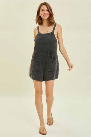 PEAK Mineral Wash Gauze Overall-Style Romper