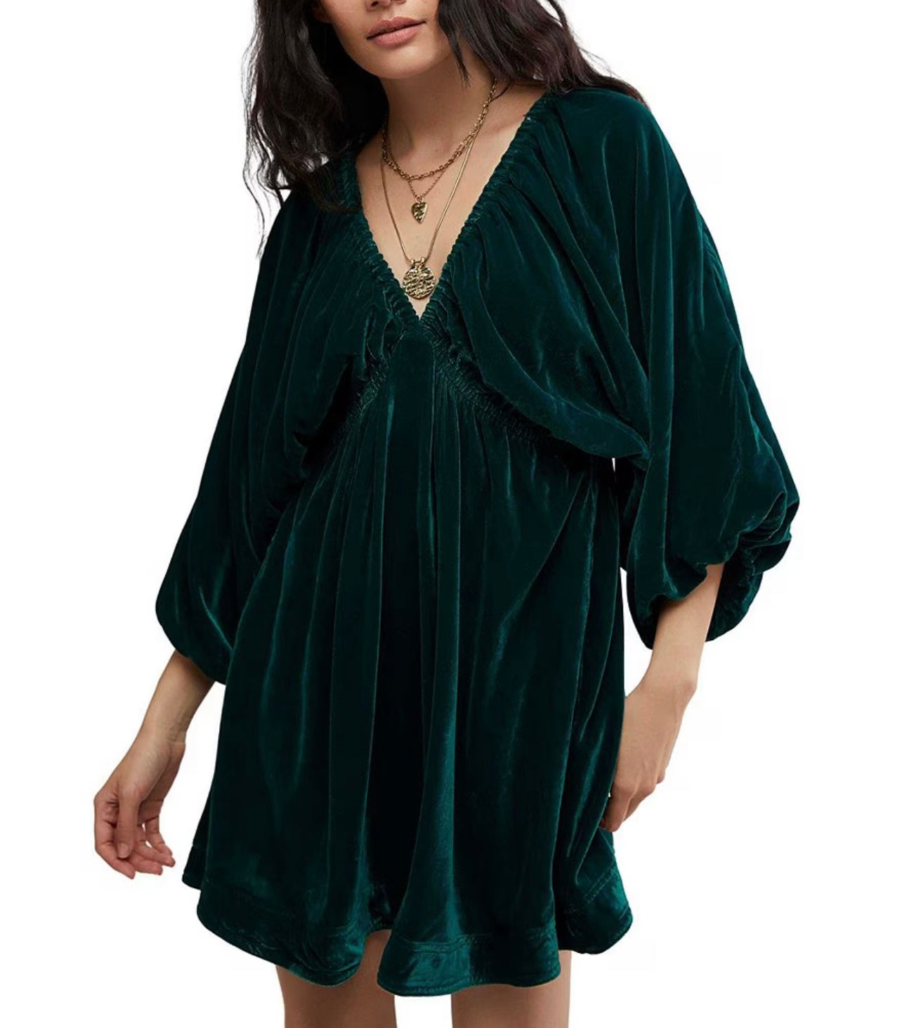 free people jewel mini dress FREE PEOPLE V-Neck PORTIA Velvet Mini Dress – Silver Accents