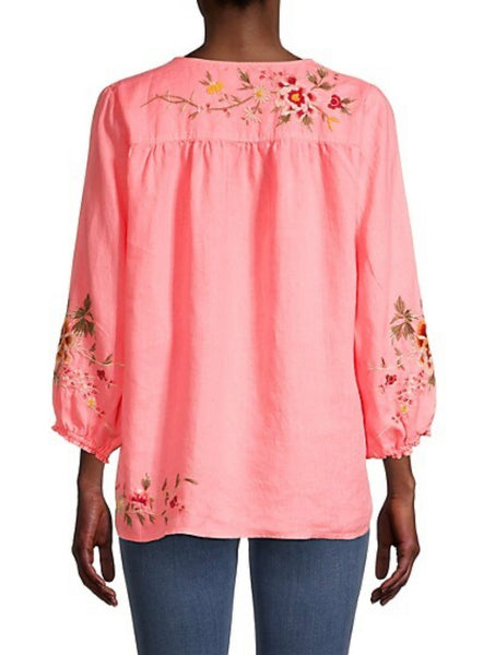 Johnny was jewel discount embroidered linen peasant blouse