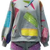 QUEEN OF SPARKLES Sequin PLANES & TICKETS Travel Sweatshirt