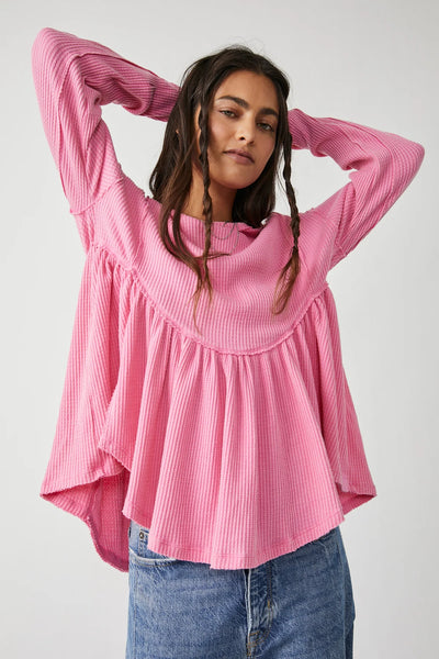 Free People We The on sale Free Dylan Babydoll Pink Love Snap Button Down Top