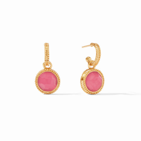 JULIE VOS Iridescent Peony Pink FLEUR DE LIS Hoop& Charm Earring