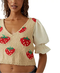 FREE PEOPLE Strawberry Jam Sweater Top