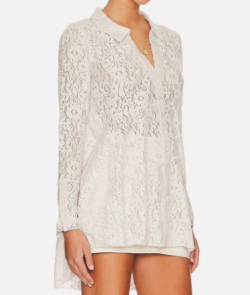 NWT Free People Heavenly Lace Tunic in high quality Champagne Toast M