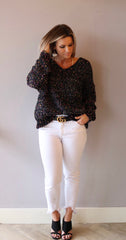 CONFECTION Multi Polka Dot Reversible Twist Sweater Top
