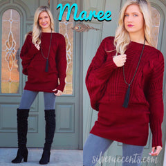 MAREE CableKnit DolmanSleeve Sweater Tunic Top Dress