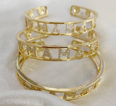 BRACHA Gold/CZ MAMA Cuff Bracelet