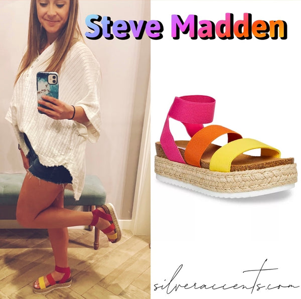 STEVE MADDEN Espadrille KIMMIE Platform Sandal Silver Accents