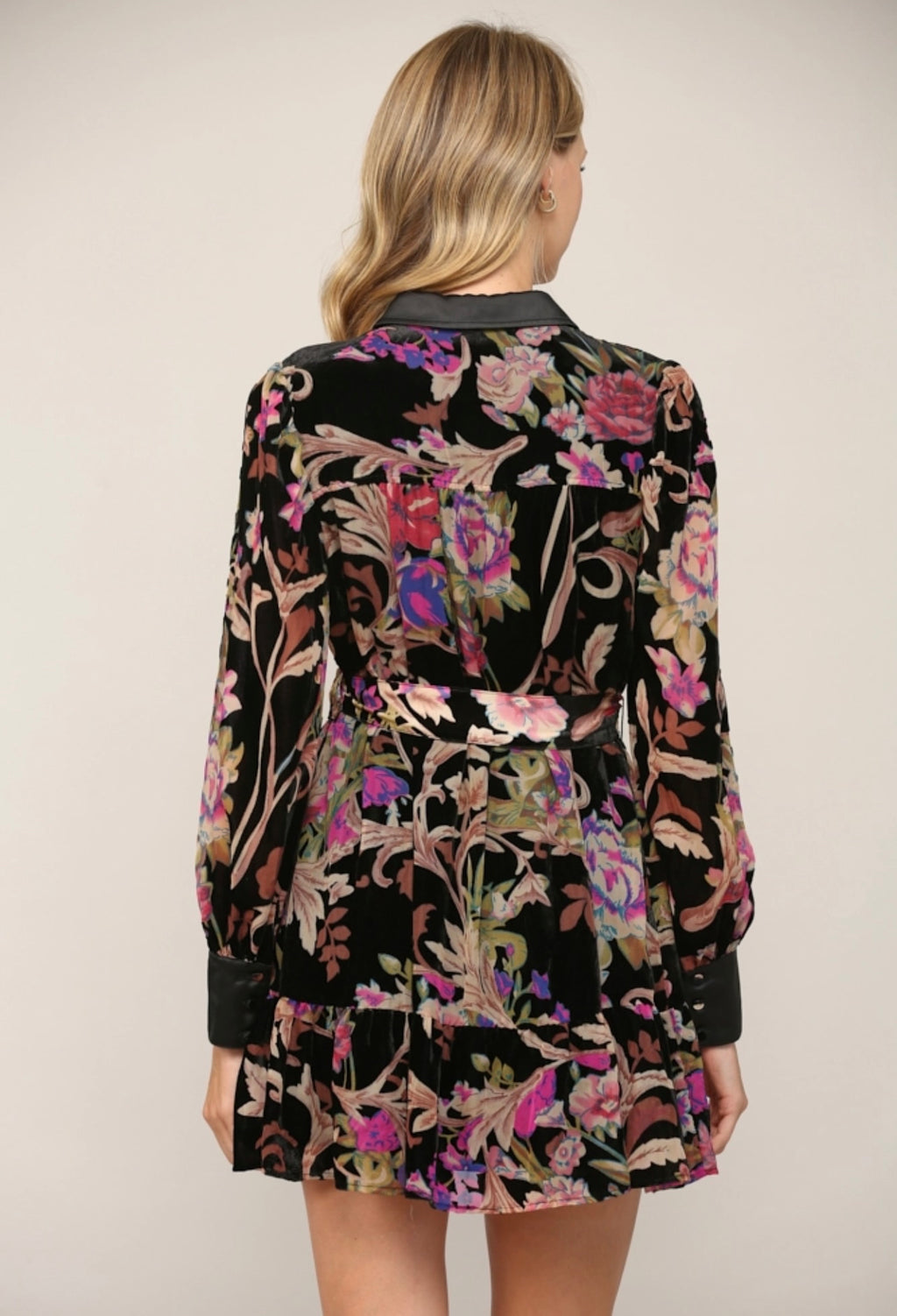 DUTCH BurnOut Velvet Floral Collar Dress