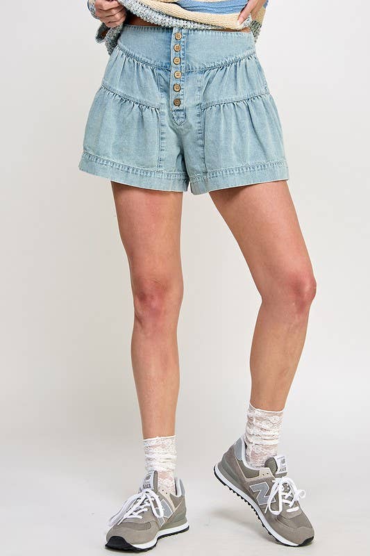 FLEUR DENIM SHORTS LIKE SKORT: L.T Denim / S