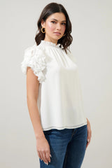 BRENNA MockNeck RuffleSleeve Top