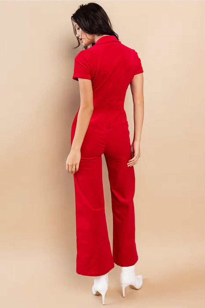 REWARD Cord Zip Front Jumpsuit