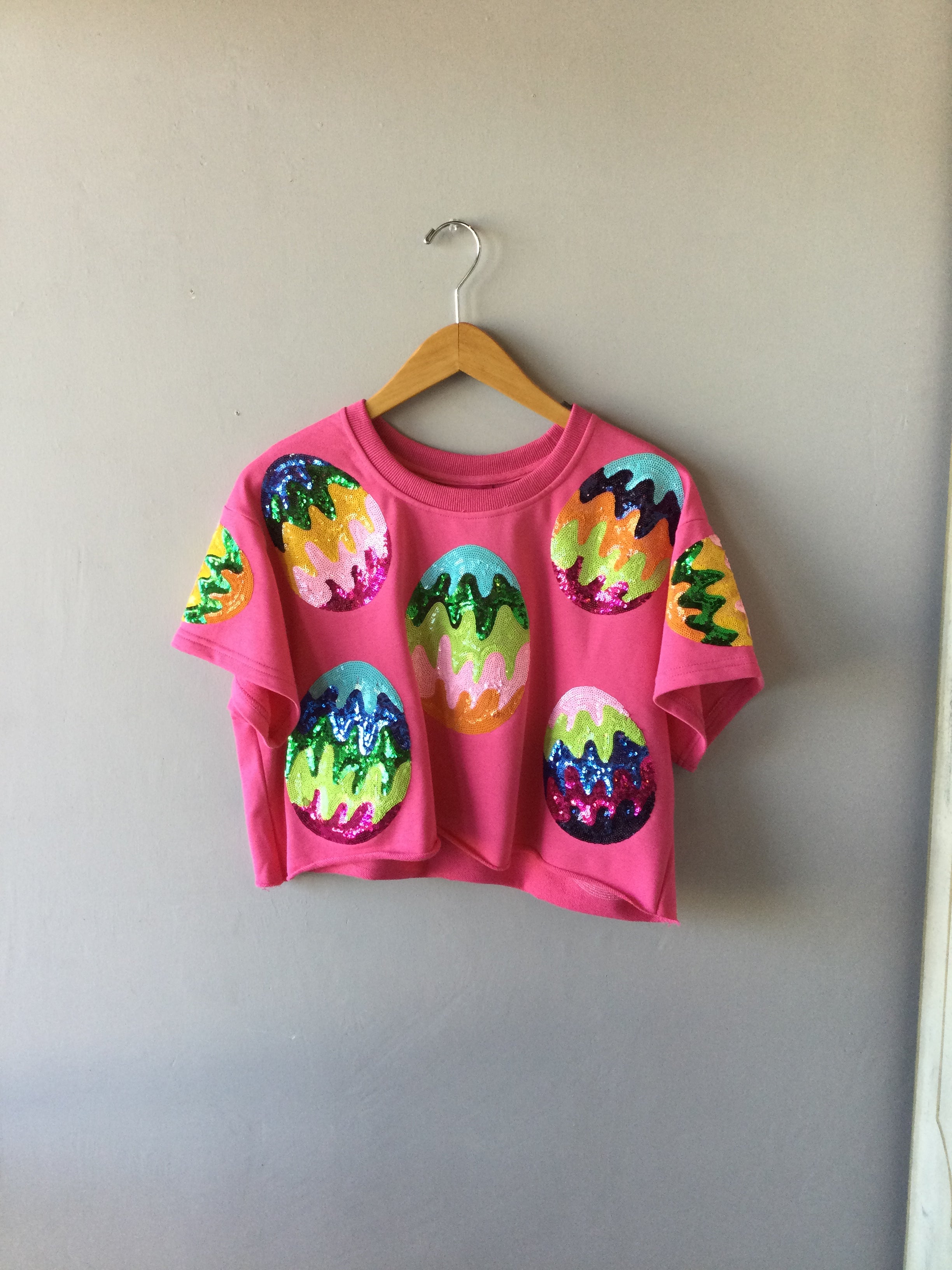 QUEEN OF SPARKLES Sequin GROOVY EASTER EGG Top