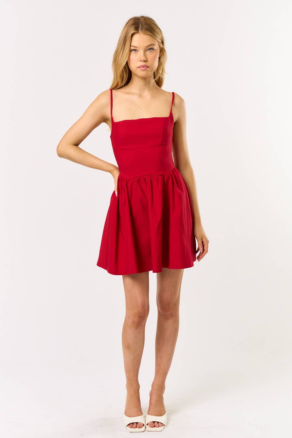 BD25319 FIT & FLARE MINI DRESS: IVORY / MEDIUM