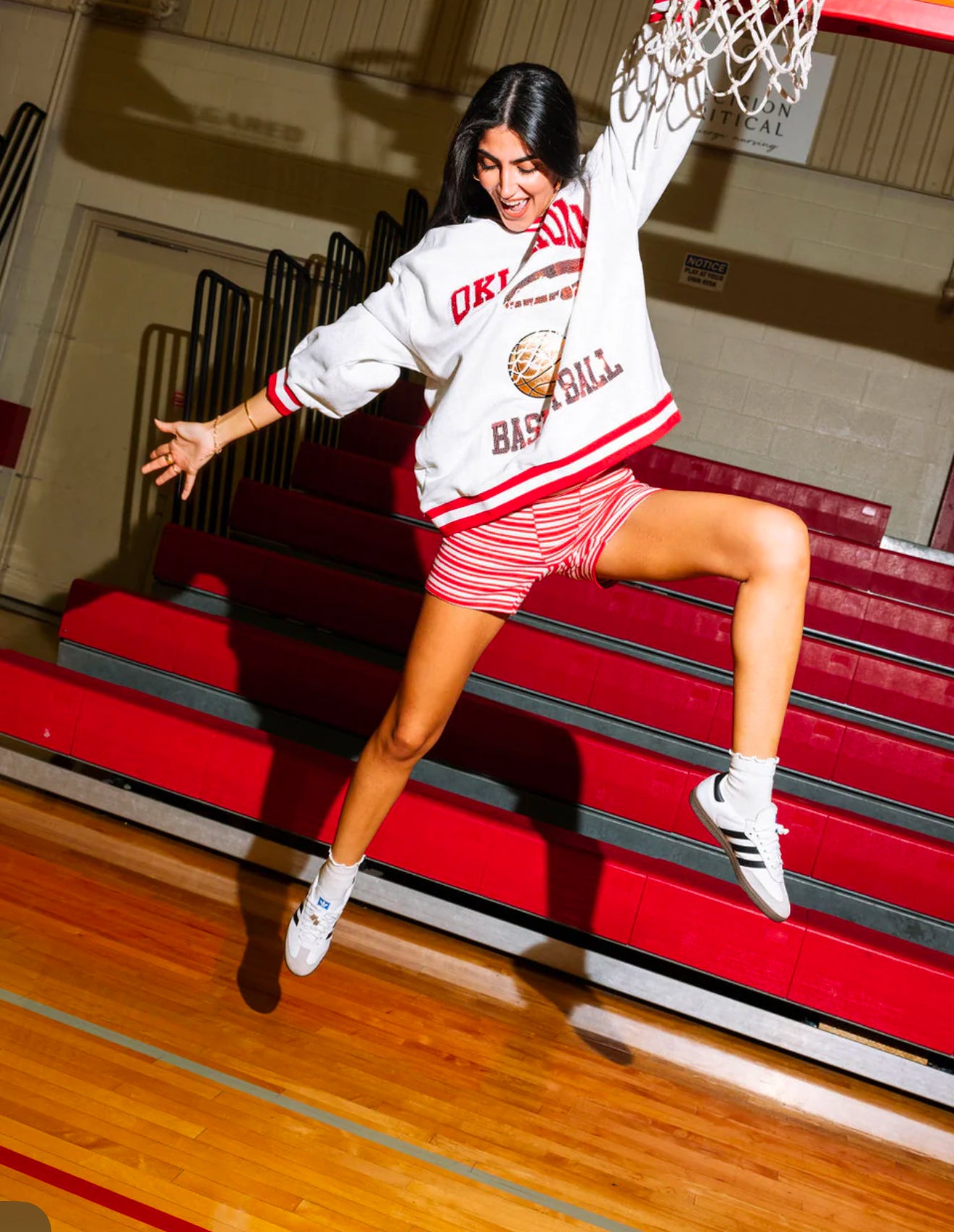 QUEEN OF SPARKLES Licensed Grey & Crimson OKLAHOMA Basketball Sweatshirt