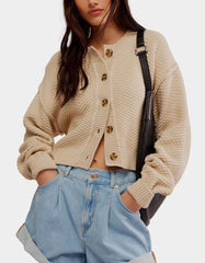 FREE PEOPLE ButtonDown LILA Crop Cardigan