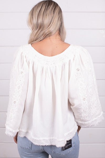 FREE PEOPLE Embroidered SUN VALLEY Top