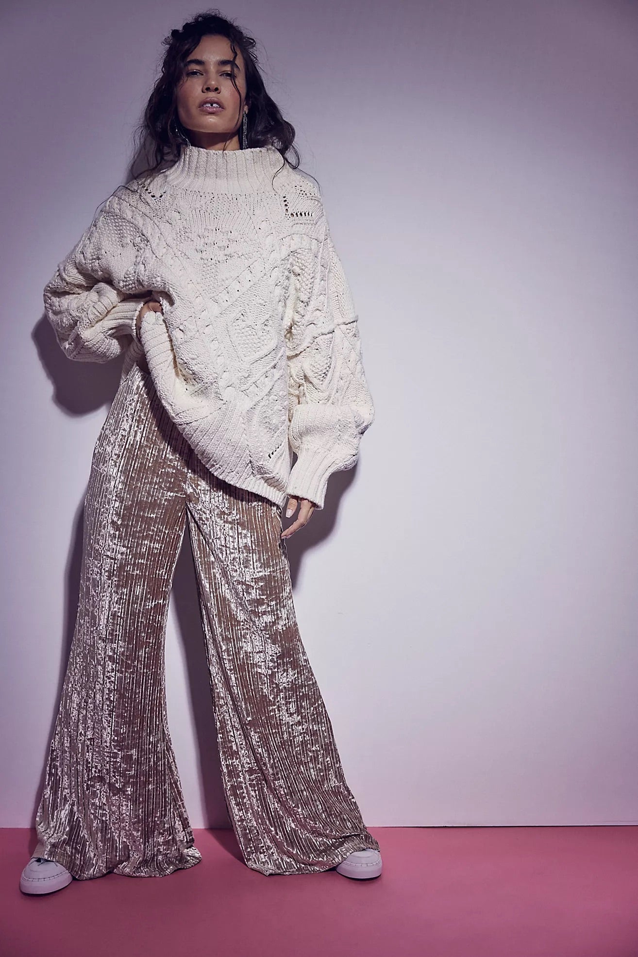 FREE PEOPLE Velvet STAR SIGN Rib WideLeg Pant