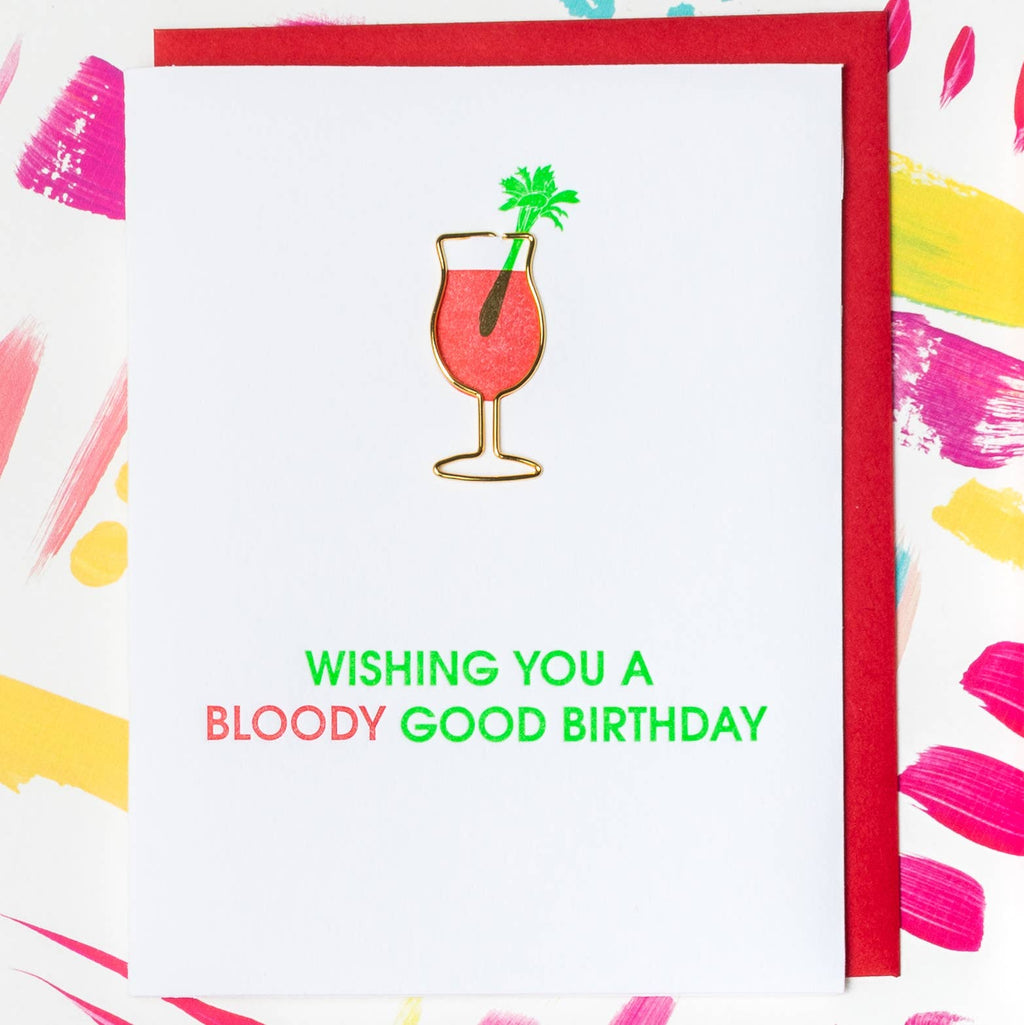 Bloody Good Bloody Mary Birthday Letterpress Greeting Card