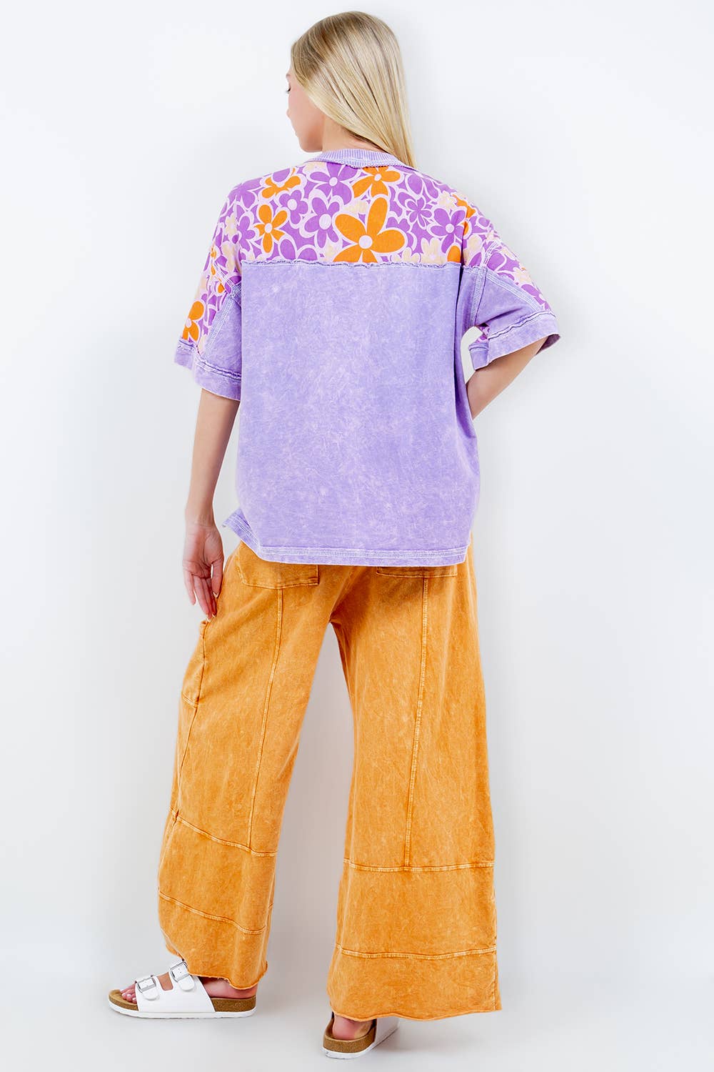 ECHOES Mineral Wash Wide leg Cropped pants