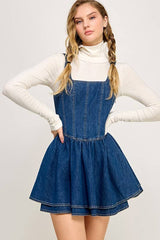 CHARMING DoubleLayer Corset Denim Tank Dress