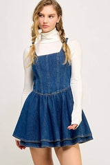 CHARMING DoubleLayer Corset Denim Tank Dress