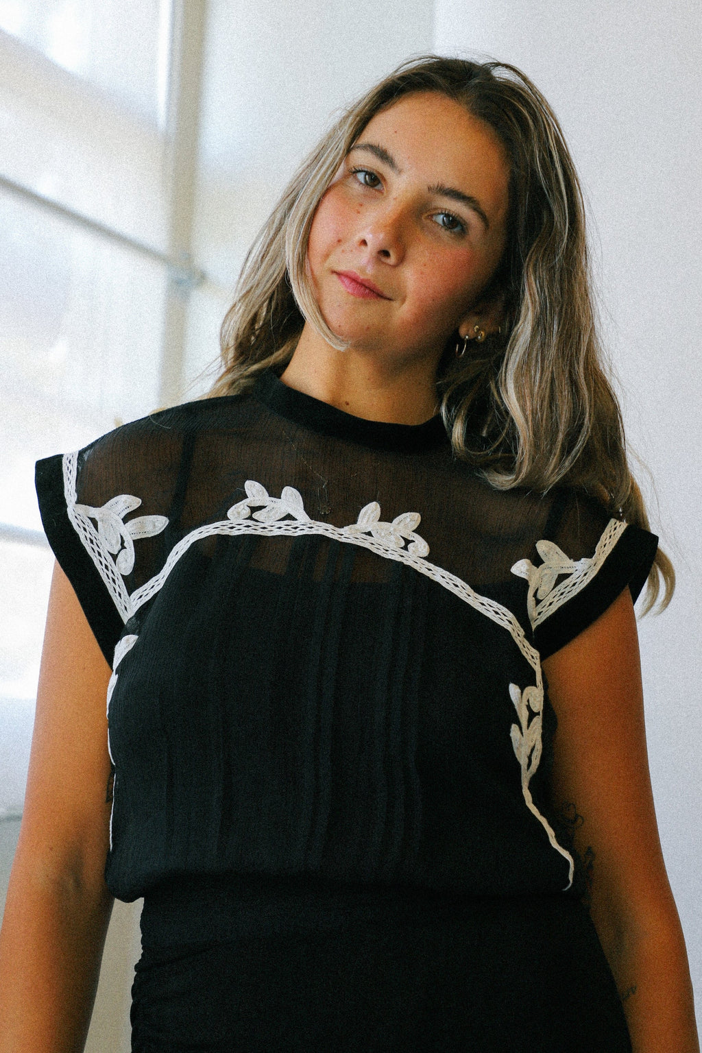 FREE PEOPLE Embroidered Lace VERONIQUE Sheer Top