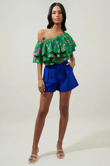 *IVANA Floral OneShoulder Ruffle Top