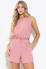 *TICKLED 2pc Striped Top/Short Set