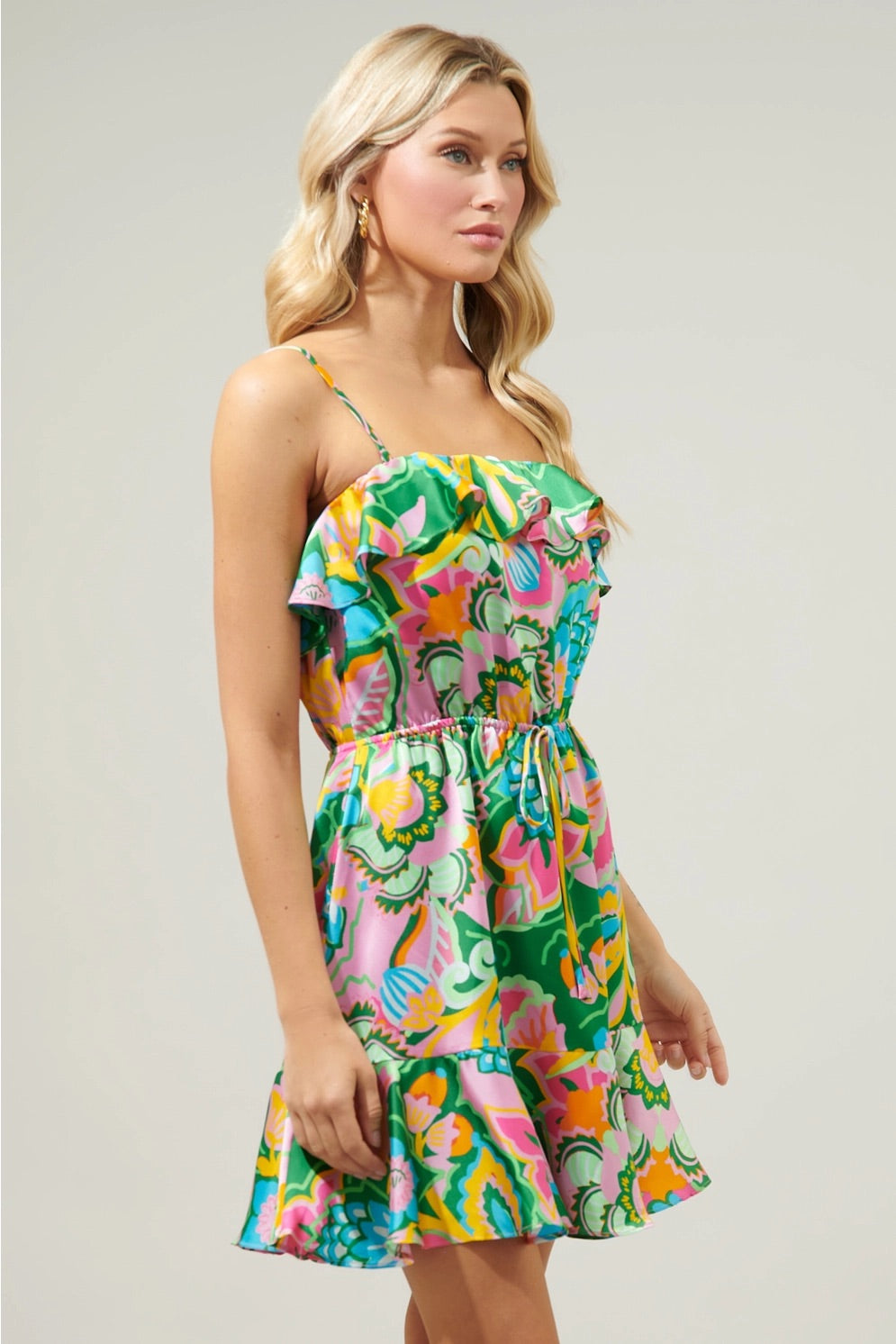 LANAI Floral Satin Convertible Dress