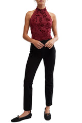 FREE PEOPLE Burnout Velvet LATE NIGHT HalterNeck Bodysuit Top