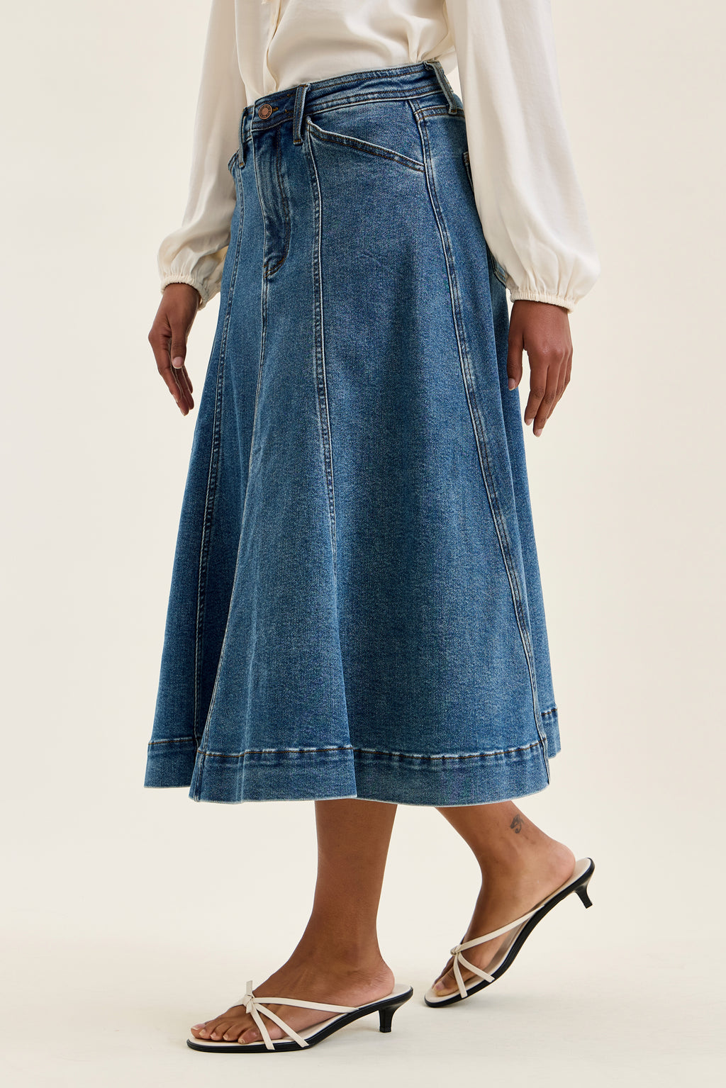 JUDY BLUE High-Waisted Lasso Skirt - Medium Stone