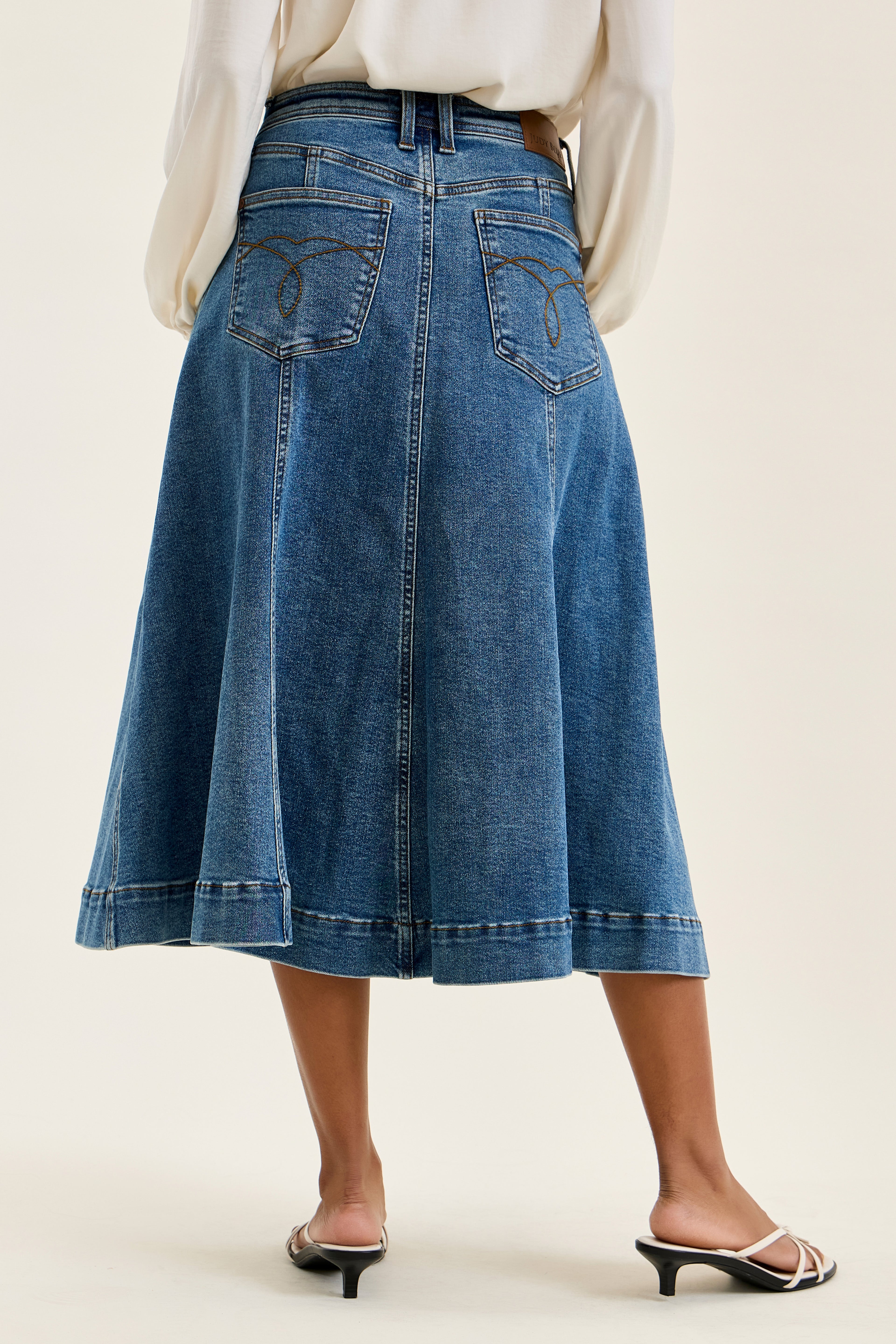 JUDY BLUE High-Waisted Lasso Skirt - Medium Stone