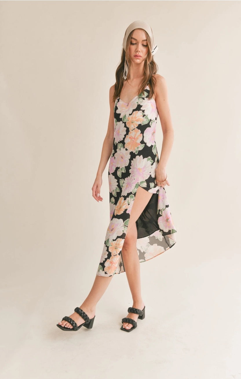 MEADOWS Floral Slip Midi Dress