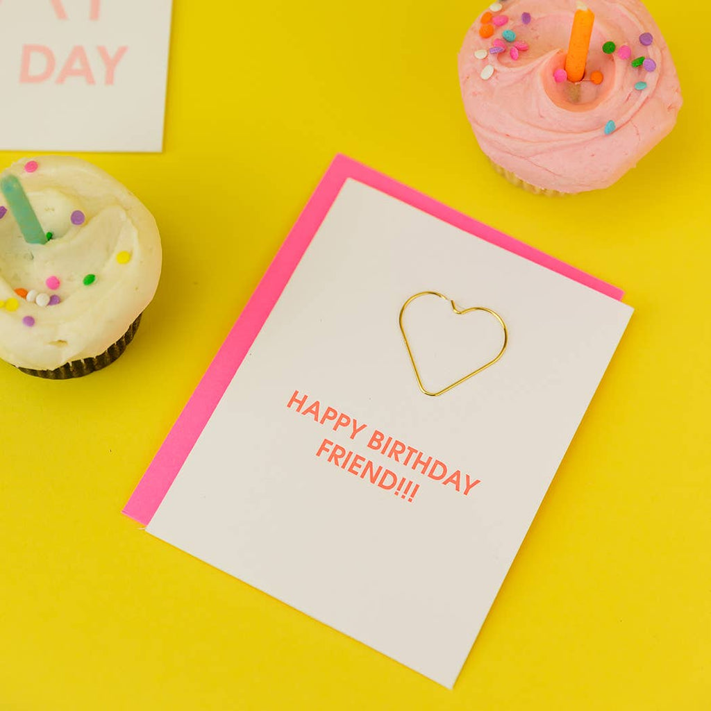 CG HAPPY BIRTHDAY FRIEND - Heart Paper Clip Letterpress Card