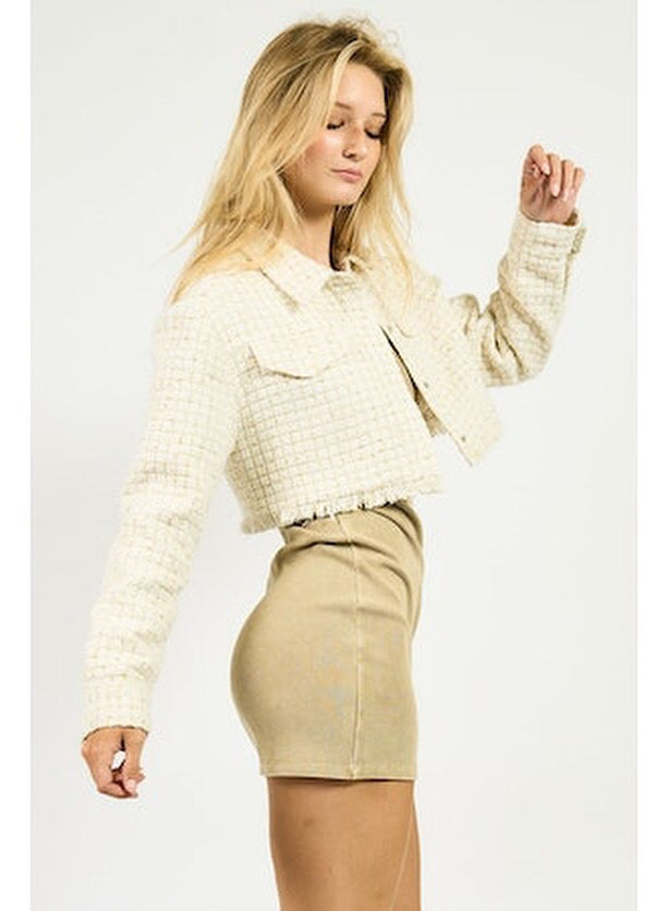COCO Tweed Crop Blazer Jacket