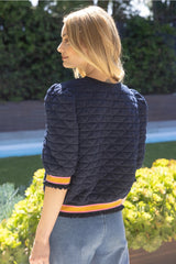 MADISON Quilted Striped Band Knit Top