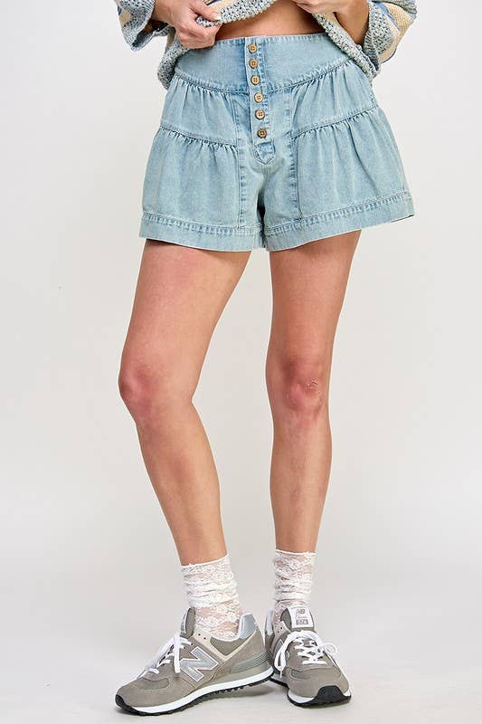 FLEUR DENIM SHORTS LIKE SKORT: L.T Denim / S