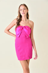 GEMMA Satin BowFront Strapless Mini Dress