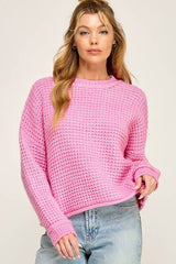 BLAKELY WaffleKnit WaistCrop Sweater Top