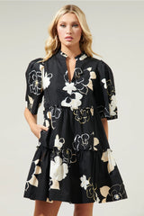 CAIRO Floral SplitNeck Poplin Dress