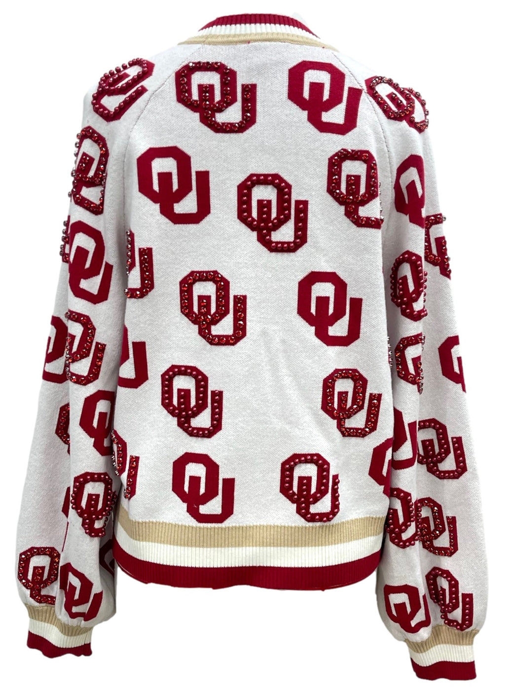 QUEEN OF SPARKLES Licensed Knit OKLAHOMA MASCOT Rhinestone Cardigan
