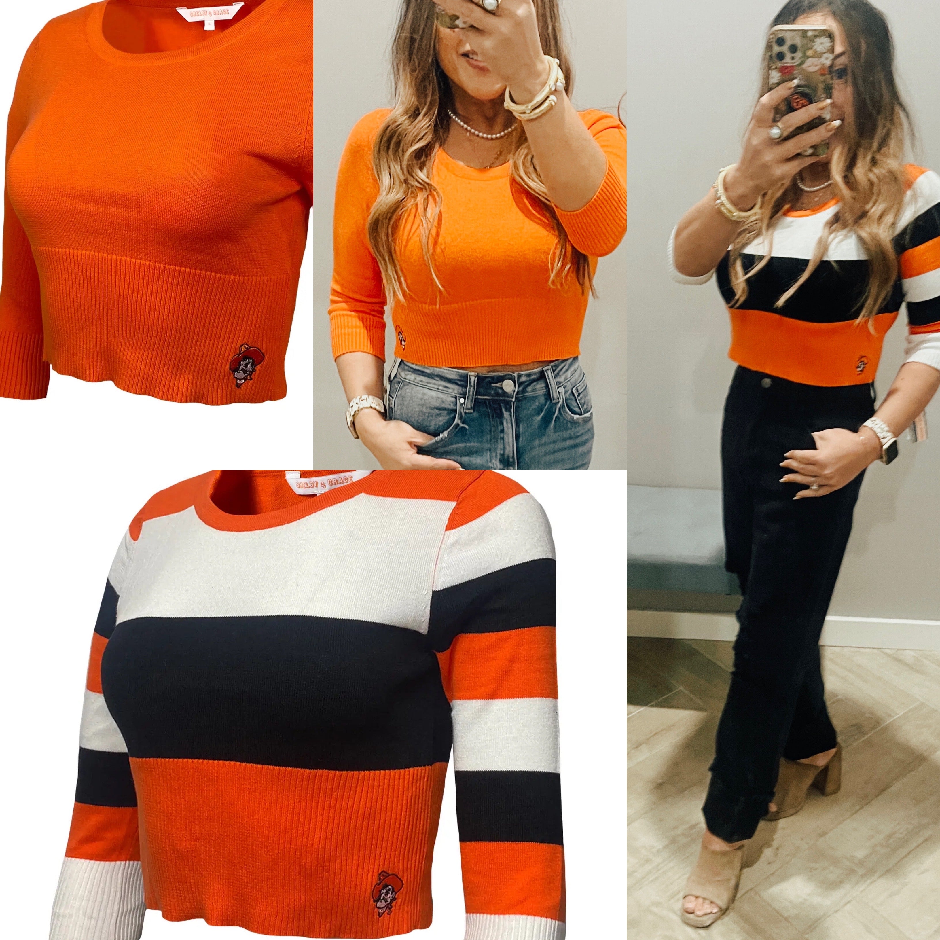 S&G Ok State PISTOL PETE Crop Sweater Top