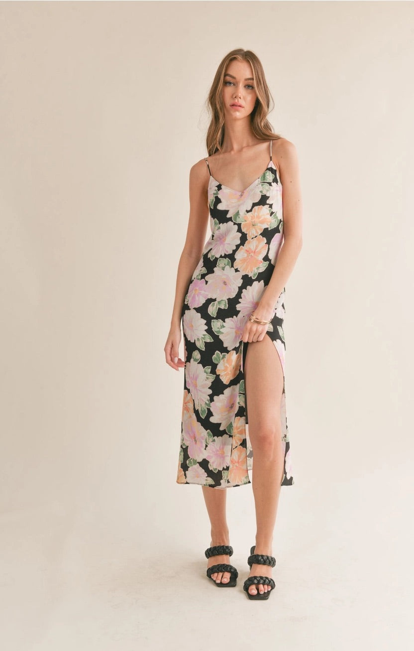 MEADOWS Floral Slip Midi Dress