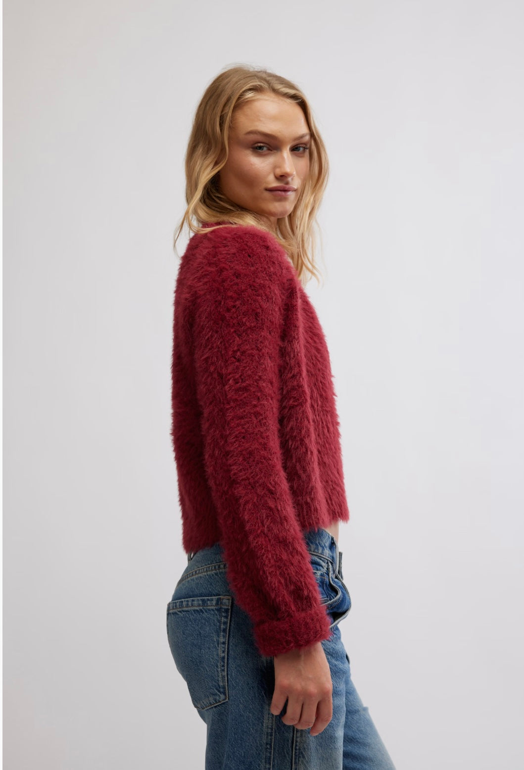 FREE PEOPLE FuzzyKnit CELESTE JewelButton Cardigan