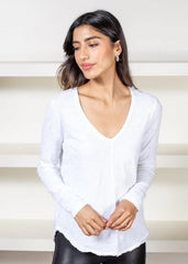 BOBI V-Neck CLAIMS Center Seam SlubJersey Top