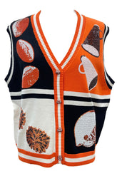 QUEEN OF SPARKLES ColorBlock  FOOTBALL ICON ButtonUp Sweater Vest