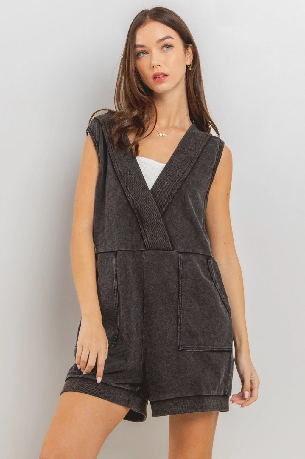 ILLUSION MineralWash Romper w/Hoodie