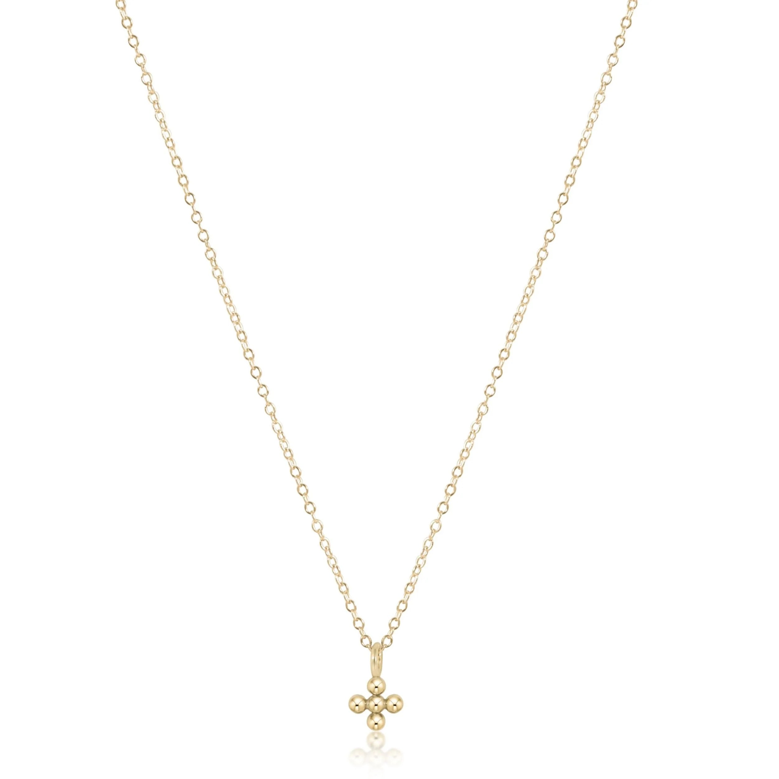 ENEWTON 16" Necklace Gold - Classic BEADED SIGNATURE CROSS Small Gold Charm