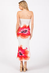 DIVERGE Strapless Floral Scuba Bodycon Maxi Dress